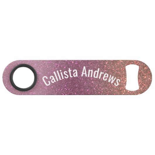 Gold Mauve Lila Funkelnd Glitzer Ombre Name Speed Flaschenöffner (Vorderseite (Horizontal))