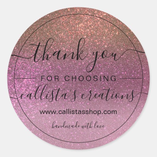 Gold Mauve Lila Funkelnd Glitzer Ombre Vielen Dank Runder Aufkleber (Vorderseite)