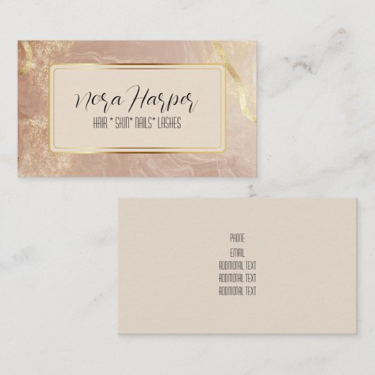 Gold Mauve Pink Marble Visitenkarte (Vorne/Hinten)
