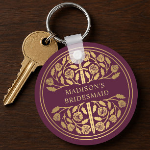 Gold-Mauve-Schwert Brautjungfer Königliche Hochzei Schlüsselanhänger