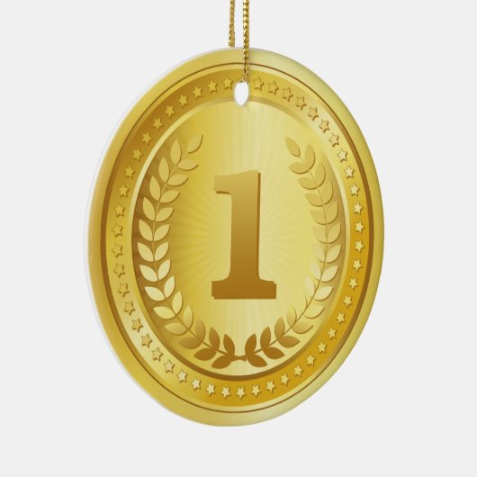 Gold Medaille 1. Platz Gewinner-Button Keramikornament (Rechts)