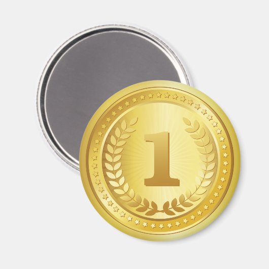 Gold Medaille 1. Platz Gewinner-Button Magnet (Vorderseite/Rückseite)