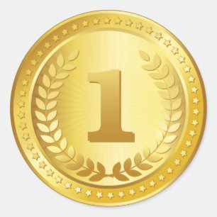 Gold Medaille 1. Platz Gewinner-Button Runder Aufkleber