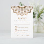 Gold Medallion Elegant Mandala Wedding RSVP Karte (Stehend Vorderseite)