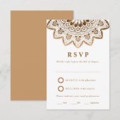 Gold Medallion Elegant Mandala Wedding RSVP Karte (Vorne/Hinten)