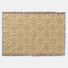 Gold Medallion Fringed Throw Blanket Decke