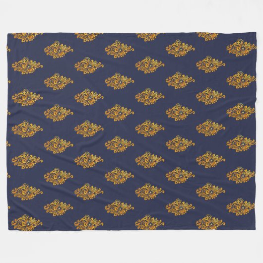 Gold Medallion Navy Fleece Blanket (Vorderseite (Horizontal))