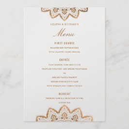 Gold Medallion Shimmer Wedding Menu Card Menükarte