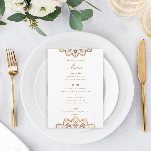 Gold Medallion Wedding Menu Menükarte