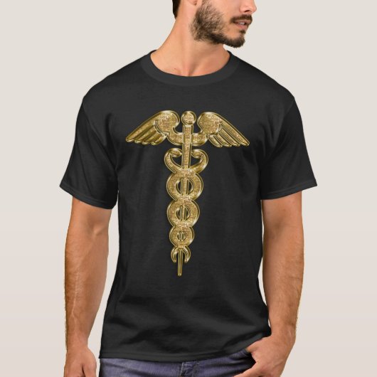 Gold Medical Alert Abzeichen T-Shirt (Vorderseite)