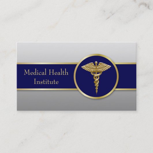 Gold Medical Beruflich Caduceus Blue Visitenkarte (Vorderseite)