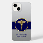 Gold Medical Caduceus Beruflich Blue Case-Mate iPhone Hülle (Rückseite)