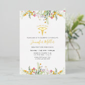 Gold Medical Kinderzimmer Abschluss Wildblumen Folieneinladung (Stehend vorne)