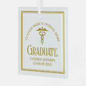 Gold Medical School Abschluss Custom Christmas Ornament Aus Glas (Vorderseite links)