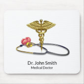 Gold Medical Stethoscope & Caduceus with Heart Mousepad (Vorne)