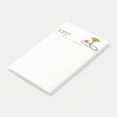 Gold Medical Stethoscope & Caduceus with Heart Post-it Klebezettel (angewinkelt)