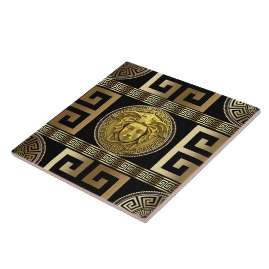 Gold Medusa Griechischer Schlüssel "The New Coloni Fliese (Seite)