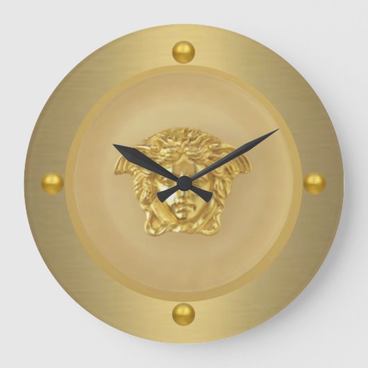 Gold Medusa Medallion Große Wanduhr (Vorderseite)