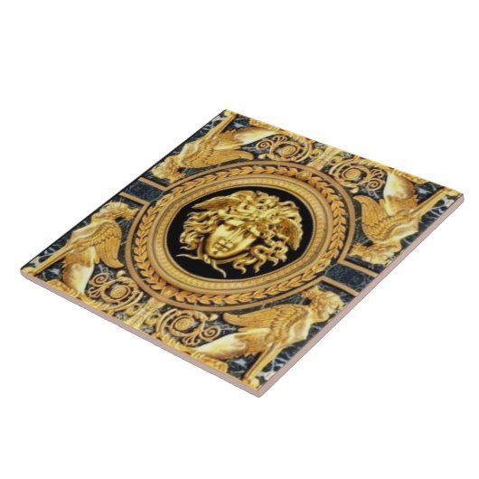 Gold Medusa und Sphinges Wall Tile Fliese (Seite)