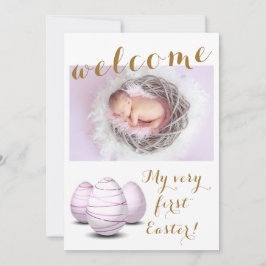 Gold Mein erstes Osterwillkommen Foto Baby Birth Ankündigung