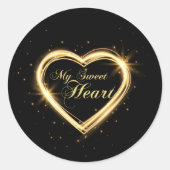 Gold Mein süßer Herz Black Valentine Round Aufkleb Runder Aufkleber (Vorderseite)