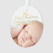 Gold meine erste Weihnachtsbaby-Foto-Geburt Ornament (Vorderseite)