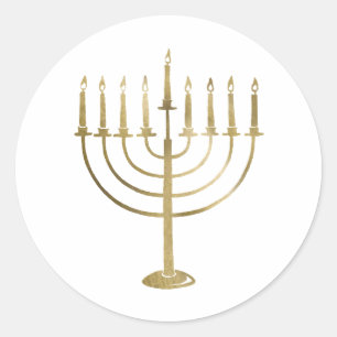 Gold Menorah Holiday Runder Aufkleber