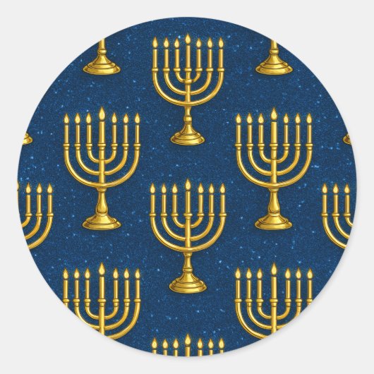 Gold Menorah Muster Hanukkah Stickers (Vorderseite)