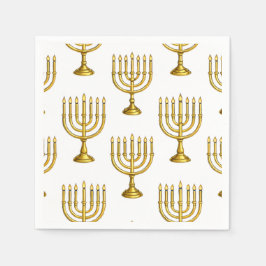 Gold Menorah Pattern Hanukkah Napkins Serviette