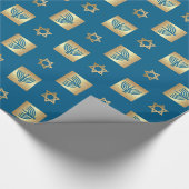 Gold Menorah & Star von David Jewish Holidays Geschenkpapier (Ecke)