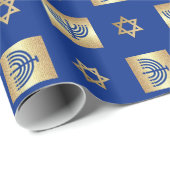 Gold Menorah & Star von David Jewish Holidays Geschenkpapier (Rolleneckpunkt)