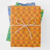 Gold Menorahs + Blue Stars Wrapping Paper Sheets Geschenkpapier Set (Beispiel)