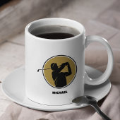 Gold Mens Golf Silhouette Kaffeetasse