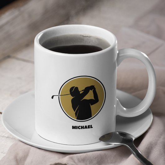 Gold Mens Golf Silhouette Kaffeetasse