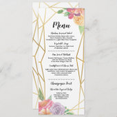 Gold Menü Hochzeitsempfang rustikale Rahmen floral Einladung (Vorne/Hinten)