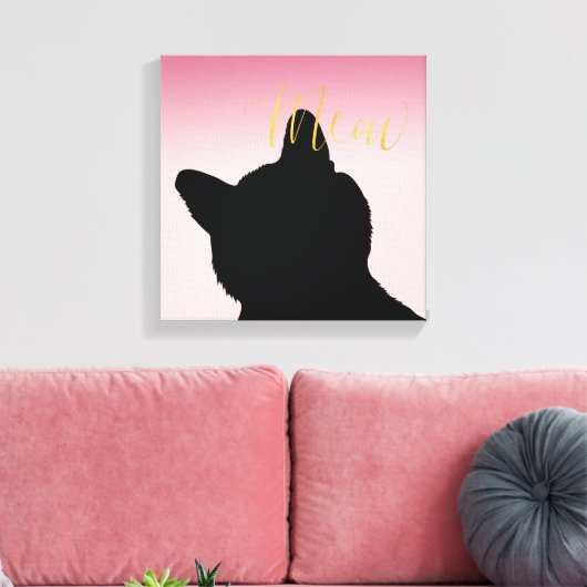 Gold Meow Kitty Leinwanddruck (Insitu (Wohnzimmer))