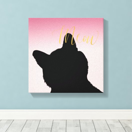 Gold Meow Kitty Leinwanddruck (Insitu (Holzboden))