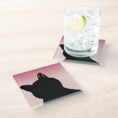 Gold Meow Kitush Rosa ombre Glasuntersetzer (Schrägansicht)