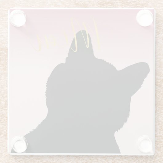 Gold Meow Kitush Rosa ombre Glasuntersetzer (Rückseite)