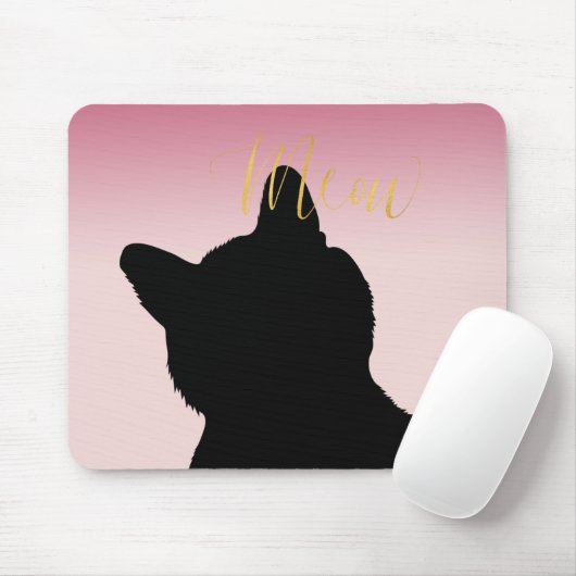 Gold Meow Kitush Rosa ombre Mousepad (Mit Mouse)