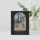 Gold Merch Arch Frame Foto Weihnachtskarte Postkarte (Stehend Vorderseite)