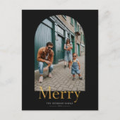 Gold Merch Arch Frame Foto Weihnachtskarte Postkarte (Vorderseite)