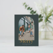 Gold Merch Arch Frame Foto Weihnachtskarte Postkarte (Stehend Vorderseite)