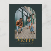 Gold Merch Arch Frame Foto Weihnachtskarte Postkarte (Vorderseite)