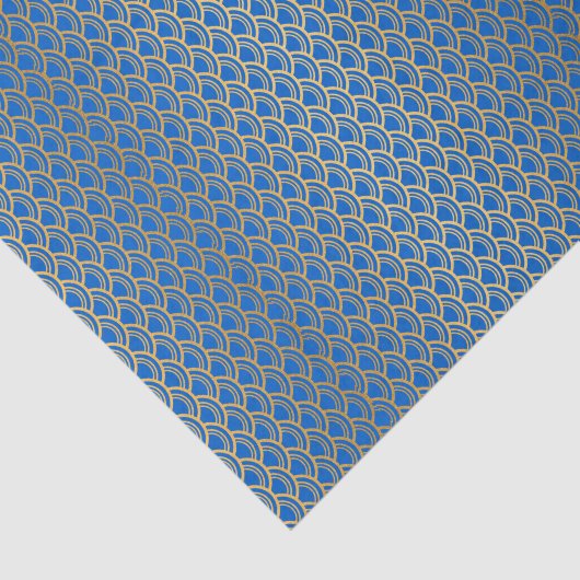 Gold Mermaid Scale auf Royal Blue Seidenpapier (Ausschnitt)