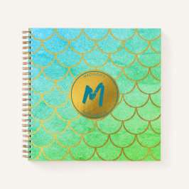 Gold Mermaid Scales Aquamarin Glitzer Sketchbook Notizblock