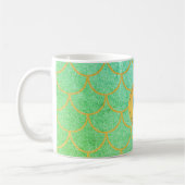 Gold Mermaid Scales Aquamarines Glitzer Muster Mon Kaffeetasse (Links)