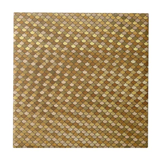 Gold Mermaid Schwanz Textur Muster Glitzer Moderne Fliese (Vorderseite)