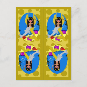 Gold Mermaid und Merfaery Lesezeichen Postkarte