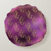 Gold Mermaids im Lila Hintergrund Rundes Kissen (Rückseite)